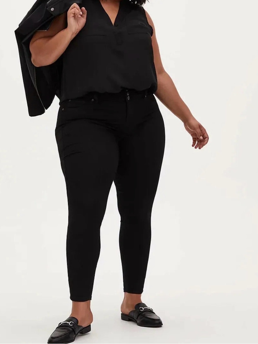 Torrid Black Triple Button Skinny Stretch Jeans Size 16 Tall